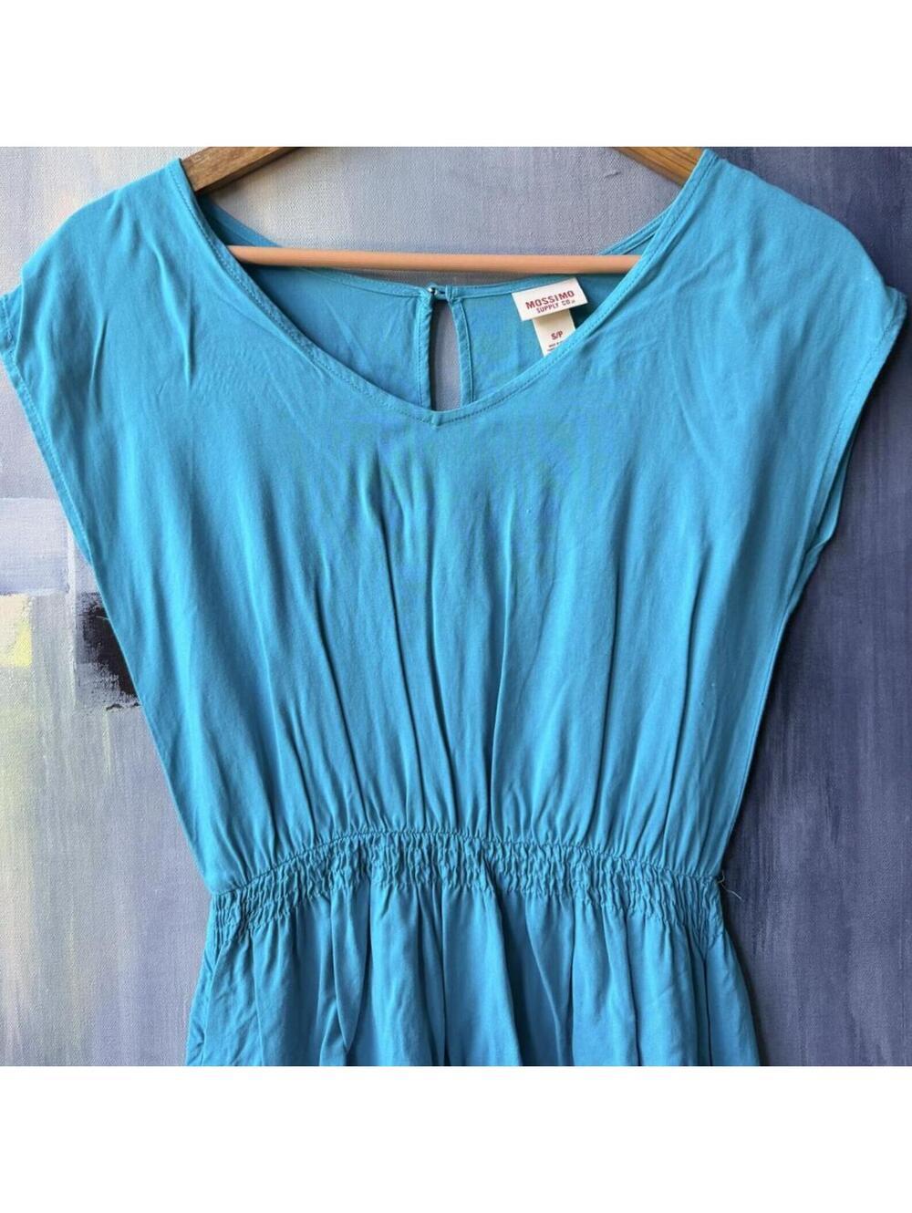 Mossimo Turquoise Rayon Pocket Dress Small - Picture 3 of 9